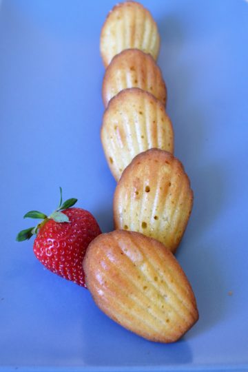 madeleins en rangés, une fraise