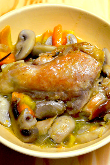 poulet au cidre, aux champignons